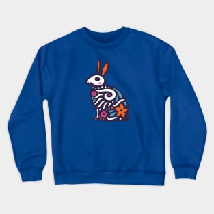 Colorful Day of the Dead Rabbit | Dia de los Muertos Animals Crewneck Sweatshirt